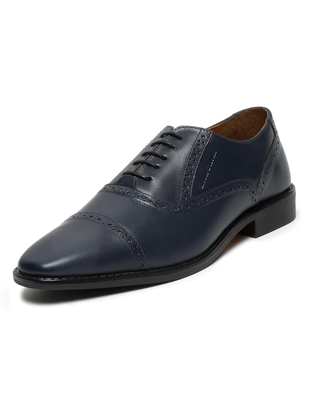 Italian Leather Oxford Prussian Blue Shoes for Men