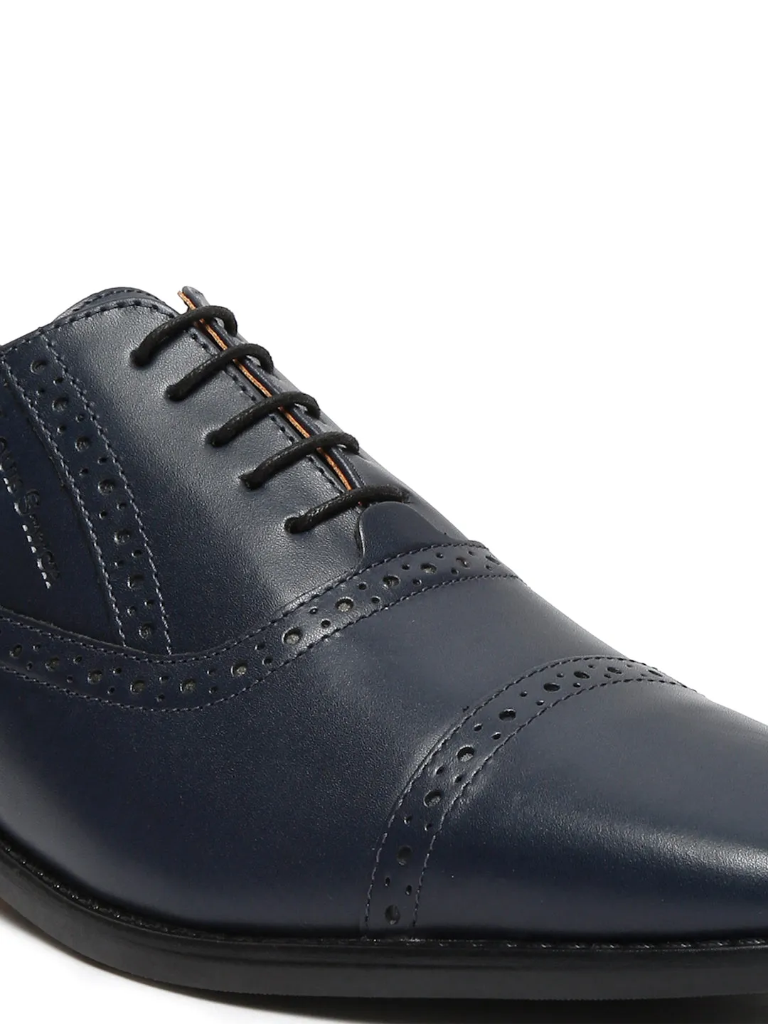 Italian Leather Oxford Prussian Blue Shoes for Men