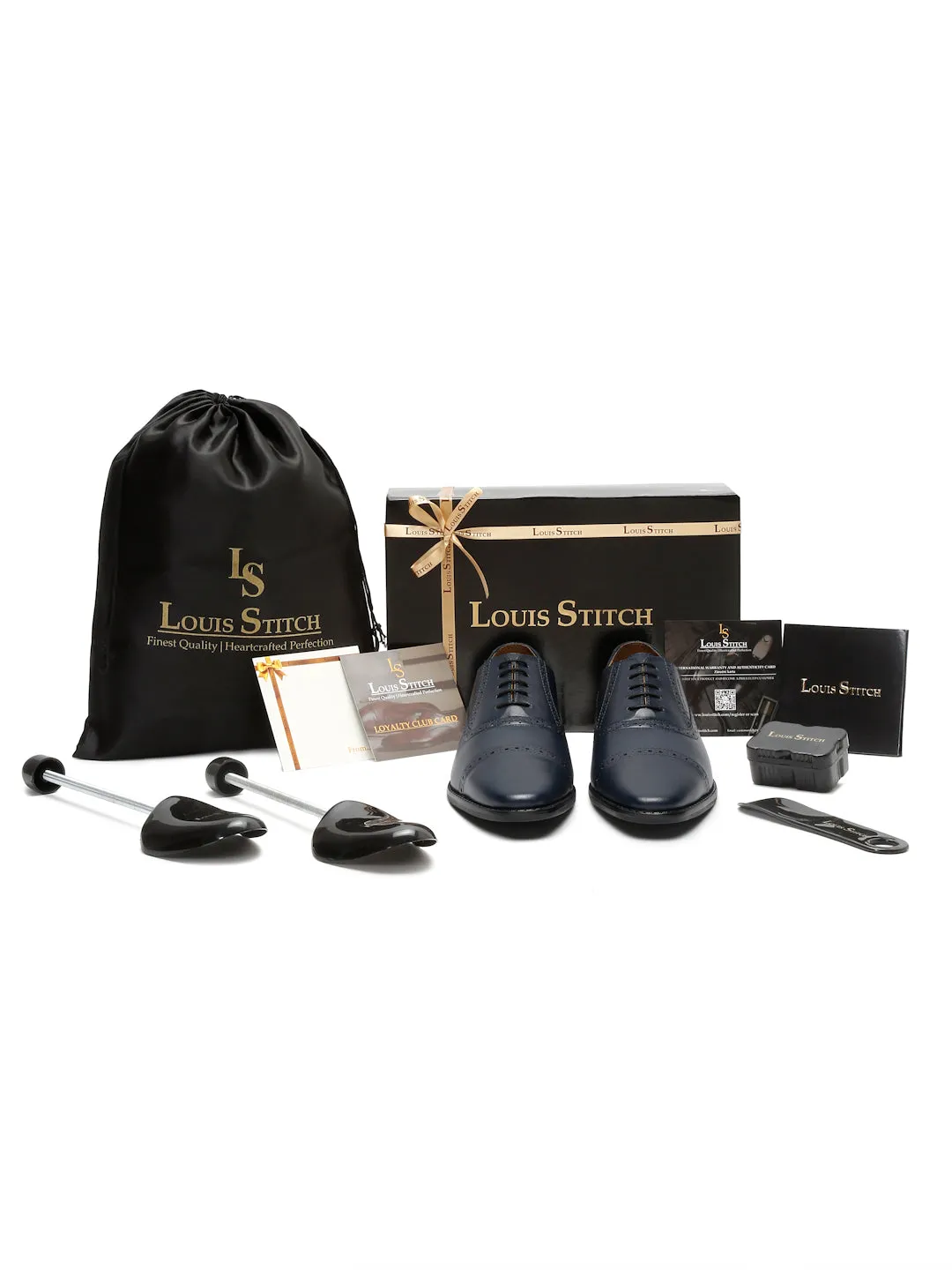 Italian Leather Oxford Prussian Blue Shoes for Men