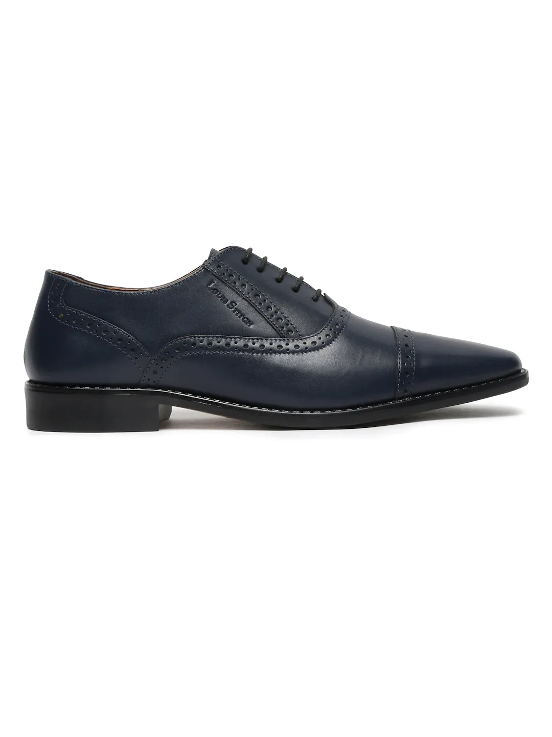 Italian Leather Oxford Prussian Blue Shoes for Men