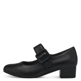 Jana 22362 BLACK Low Heel Wide Fitting Bar Shoe 22362
