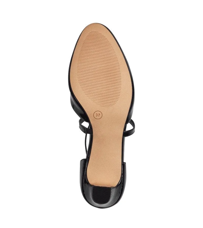 Jana Womens Black Wide Fit Patent Crossover Court Shoe - 8-24472-42
