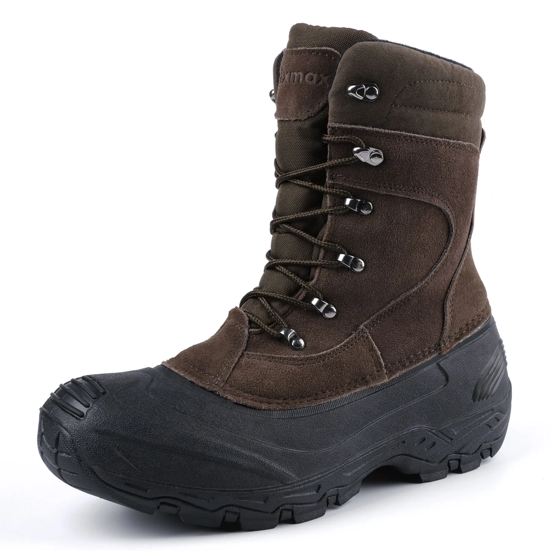 Knixmax Men's Snow Boots Brown Waterproof Sole Winter Boots