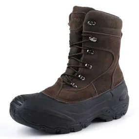 Knixmax Men's Snow Boots Brown Waterproof Sole Winter Boots