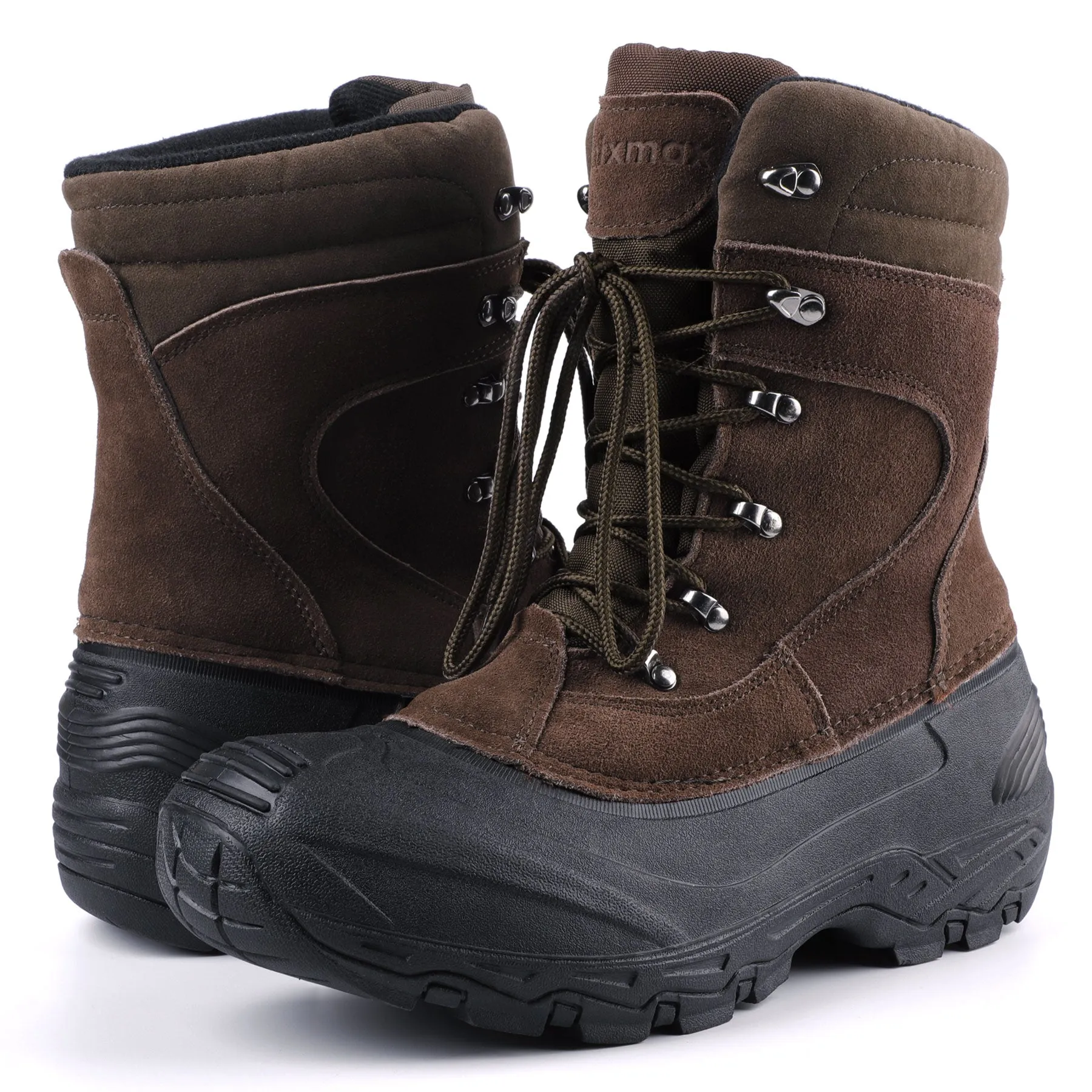 Knixmax Men's Snow Boots Brown Waterproof Sole Winter Boots