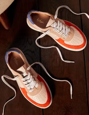 Lace Up Leather Trainers-Firecracker