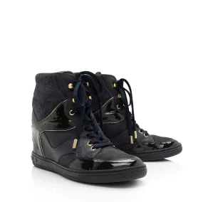 Louis Vuitton Monogram Suede Millenium Wedge Sneakers - Size 8 / 38 (SHF-Bhh7EF)