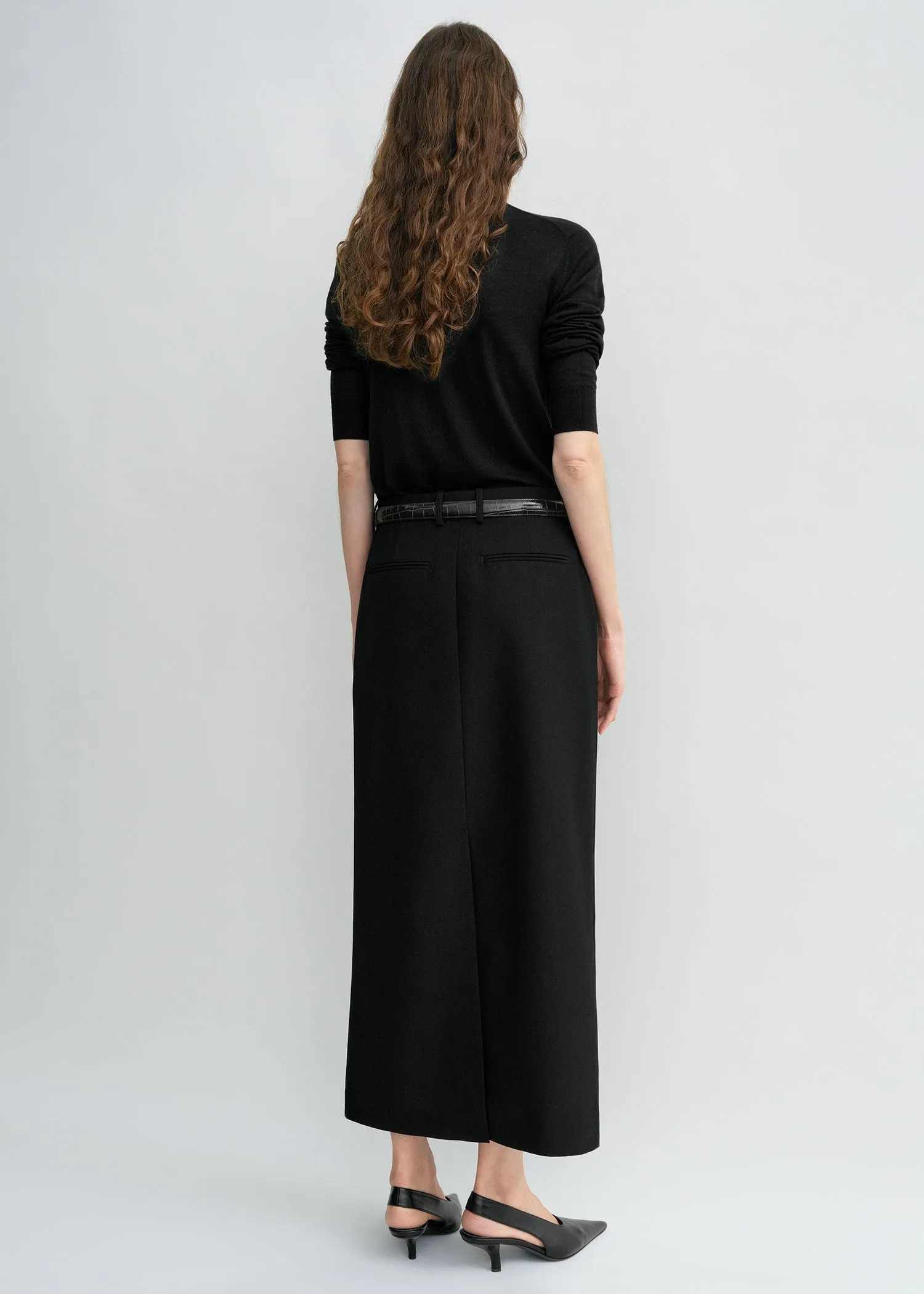 Low-waist straight skirt black petite