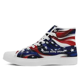 Luxury Gifts,Personalized Flag Design Sneakers, Custom High Top Shoes, Patriotic Casual Shoes