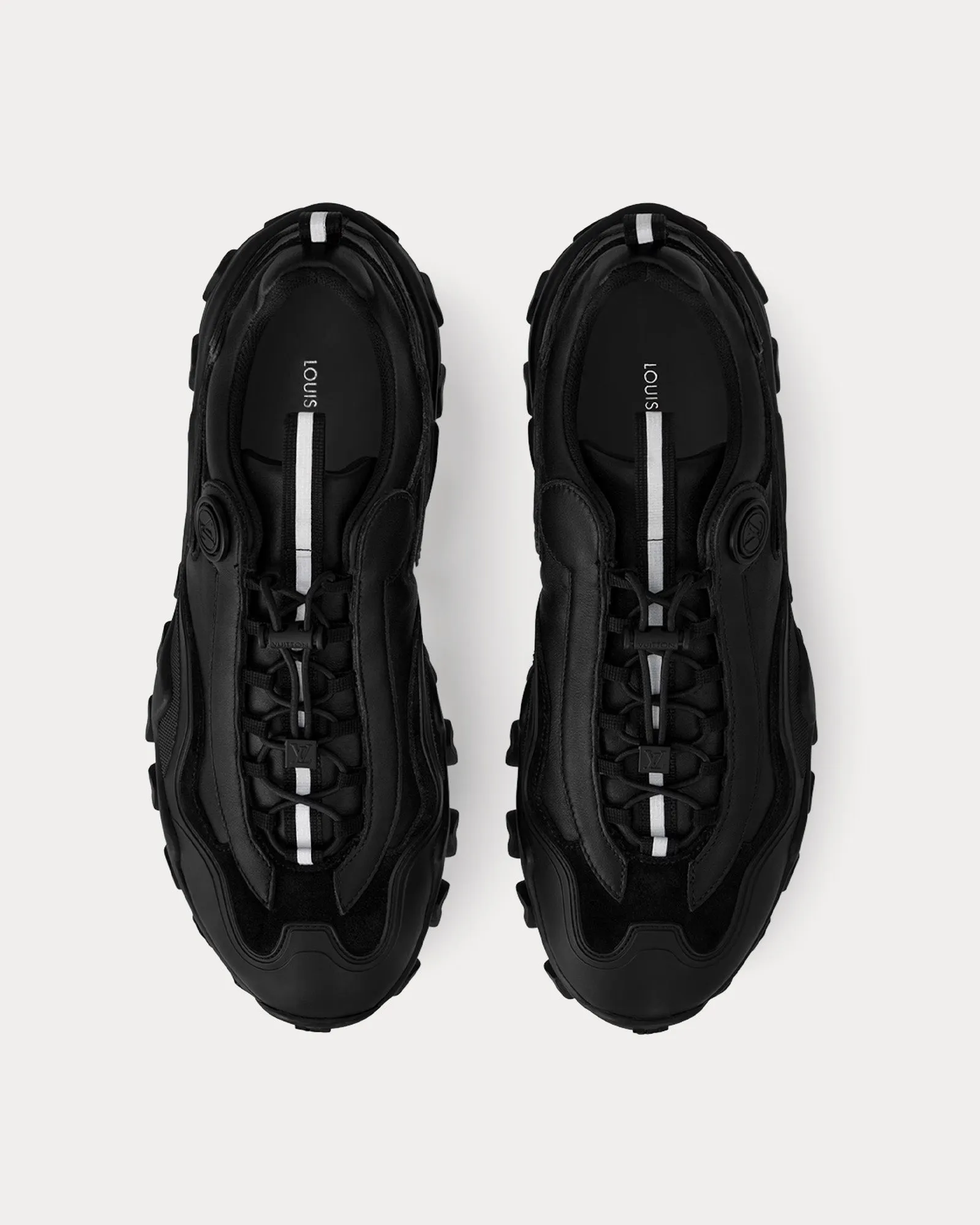 LV Rush Suede & Leather Black Low Top Sneakers