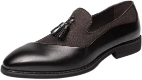 Men Leather Shoes Slip On Office Mens Formal Shoes Wedding Party Men Tassel Two Tone Dress Shoes Breathable Driving Lazy Oxfords