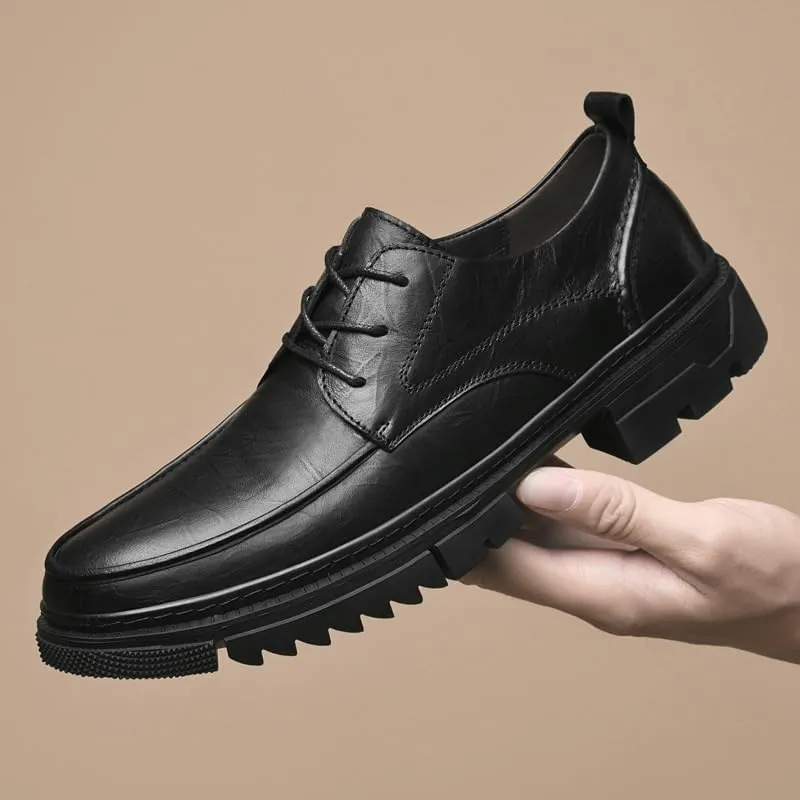 Men's Business Shoes Black Lace-up Casual Shoes Height-Enhancing Breathable Versatile Non-Slip Comfortable Shoes for Men(6)