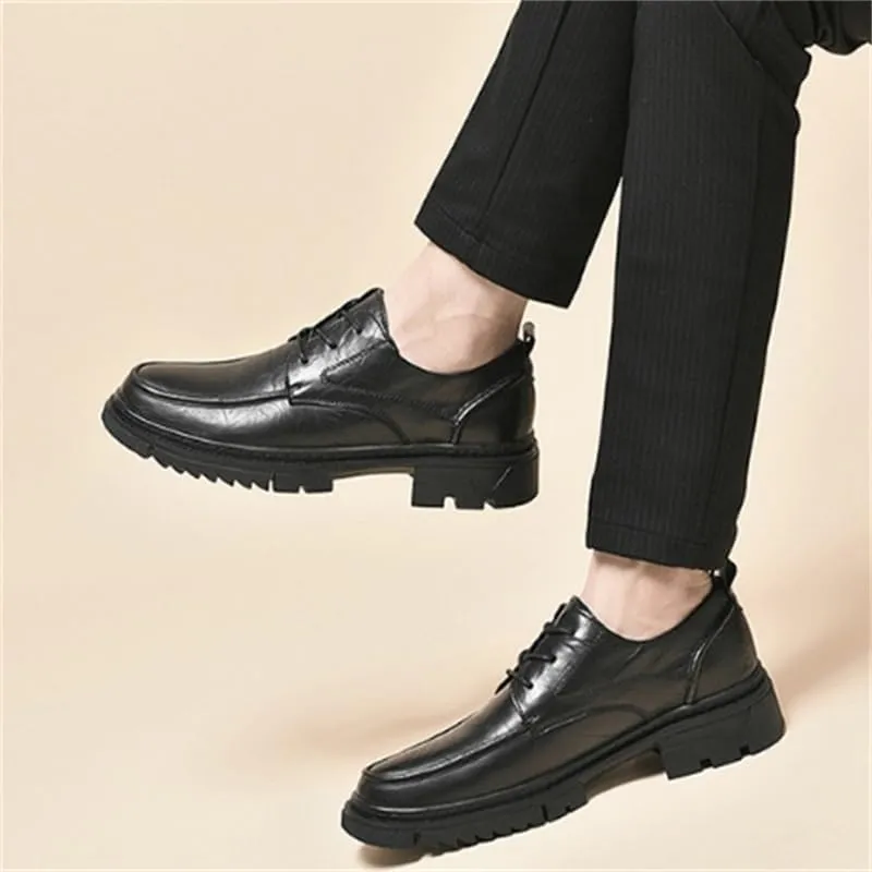 Men's Business Shoes Black Lace-up Casual Shoes Height-Enhancing Breathable Versatile Non-Slip Comfortable Shoes for Men(6)