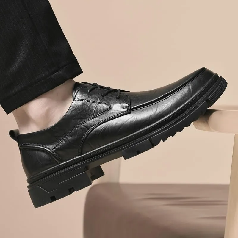 Men's Business Shoes Black Lace-up Casual Shoes Height-Enhancing Breathable Versatile Non-Slip Comfortable Shoes for Men(6)