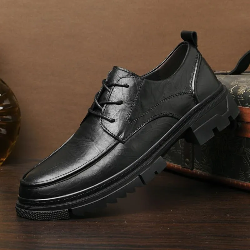 Men's Business Shoes Black Lace-up Casual Shoes Height-Enhancing Breathable Versatile Non-Slip Comfortable Shoes for Men(6)