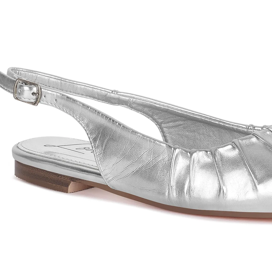 Metallic Square Toe Flat Slingbacks
