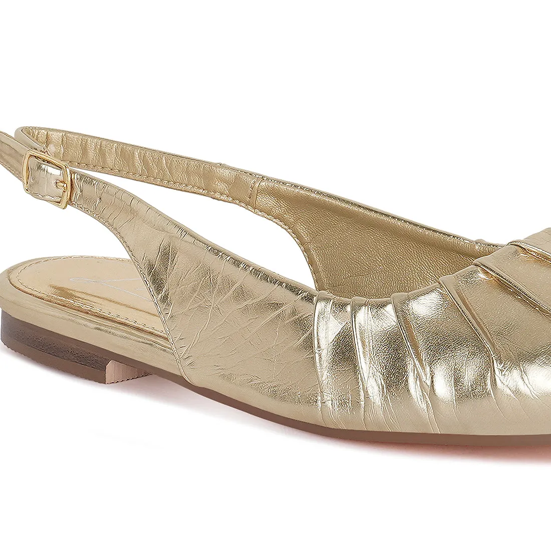 Metallic Square Toe Flat Slingbacks