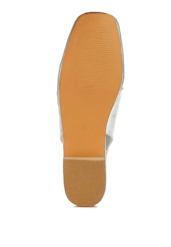 Metallic Square Toe Flat Slingbacks