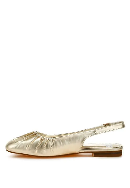 Metallic Square Toe Flat Slingbacks