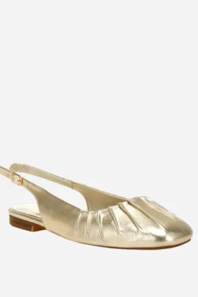Metallic Square Toe Flat Slingbacks