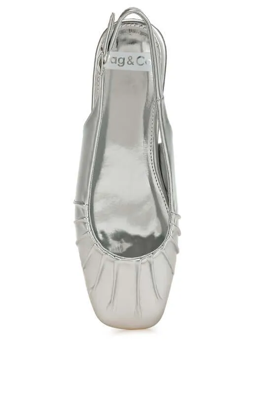 Metallic Square Toe Flat Slingbacks