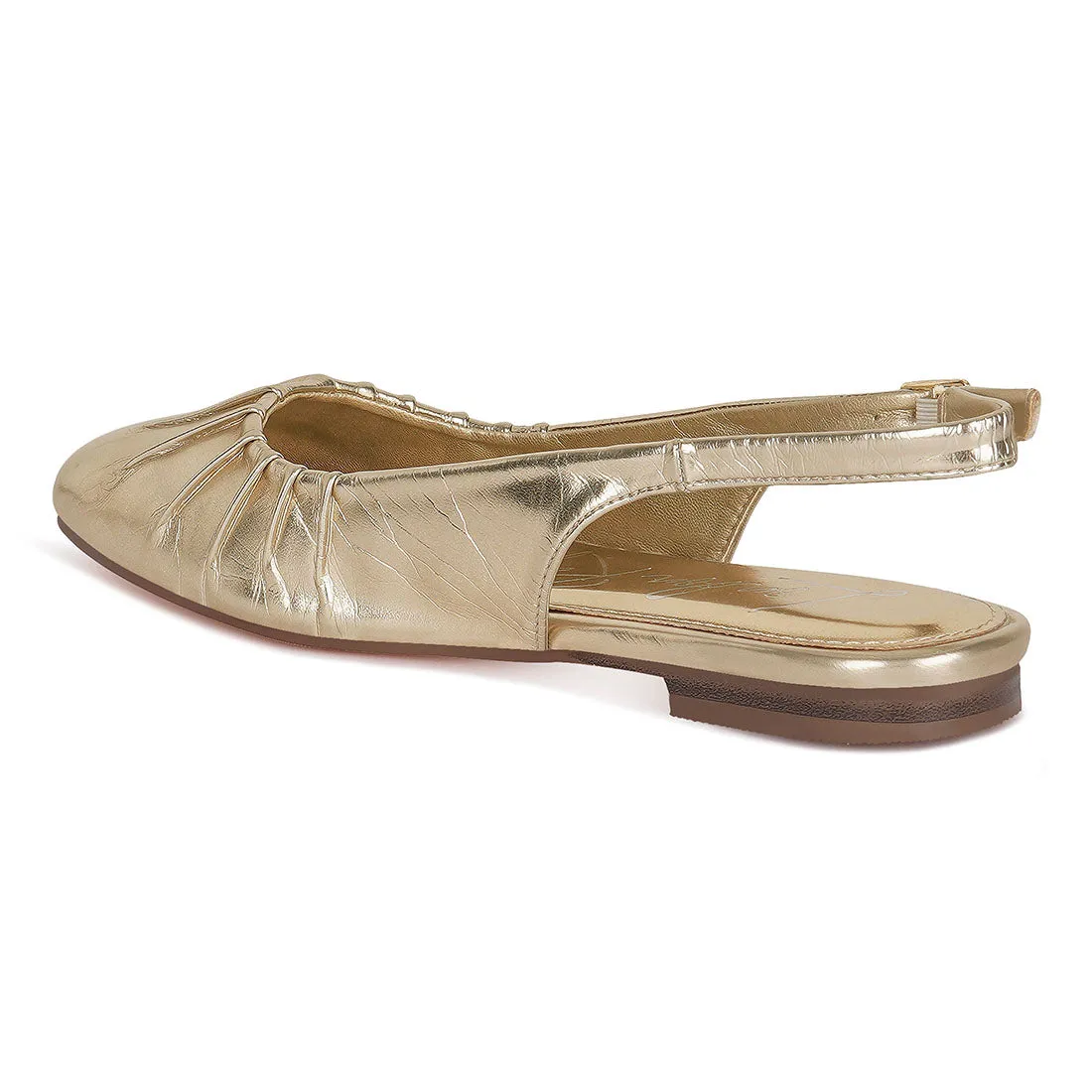 Metallic Square Toe Flat Slingbacks