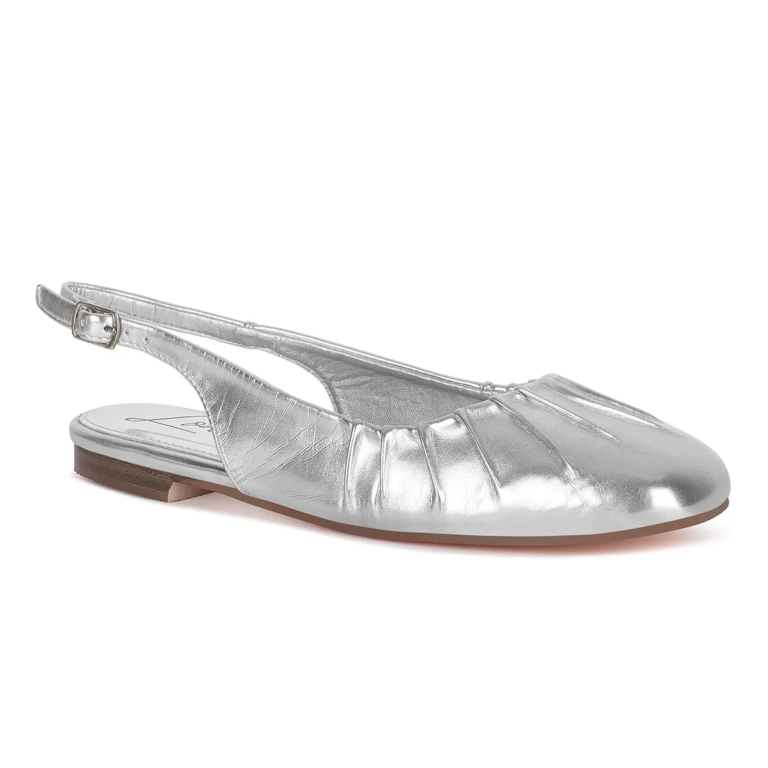 Metallic Square Toe Flat Slingbacks