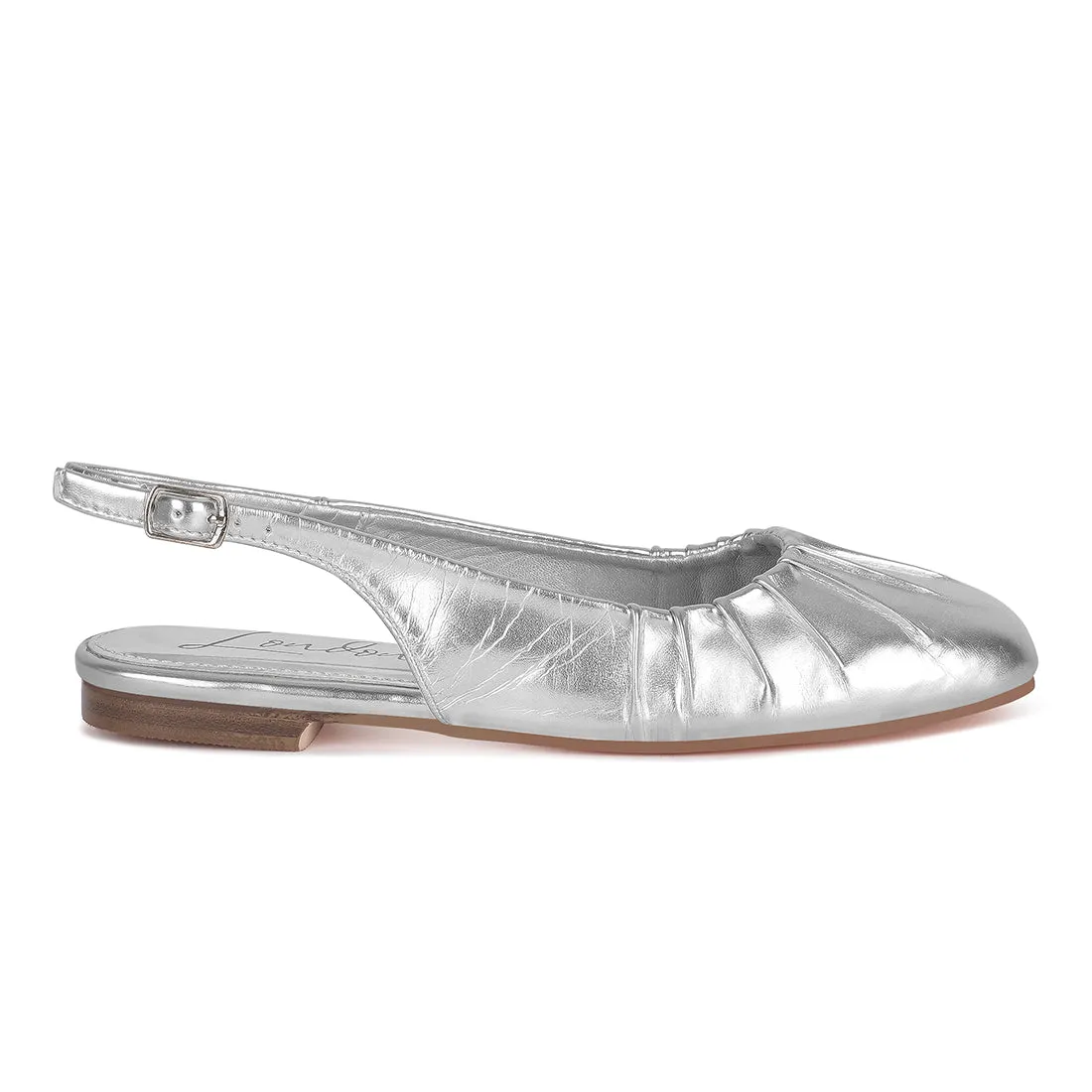 Metallic Square Toe Flat Slingbacks