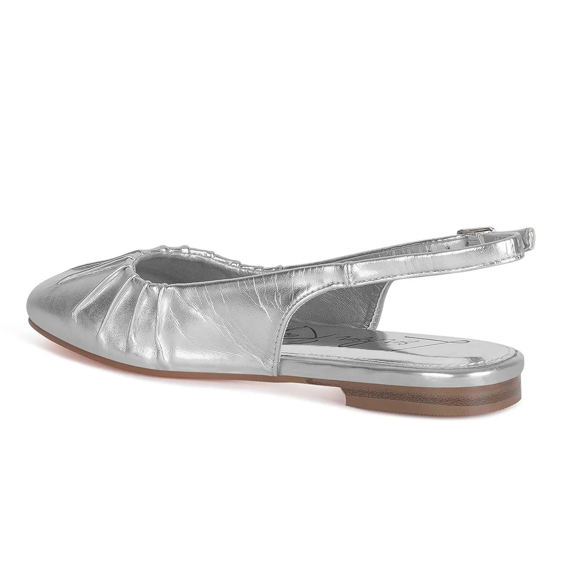 Metallic Square Toe Flat Slingbacks