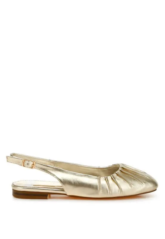 Metallic Square Toe Flat Slingbacks