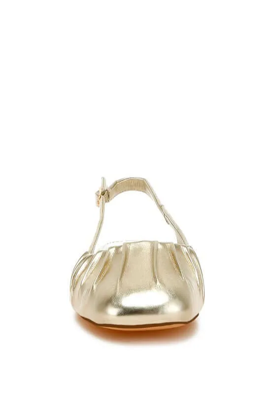 Metallic Square Toe Flat Slingbacks