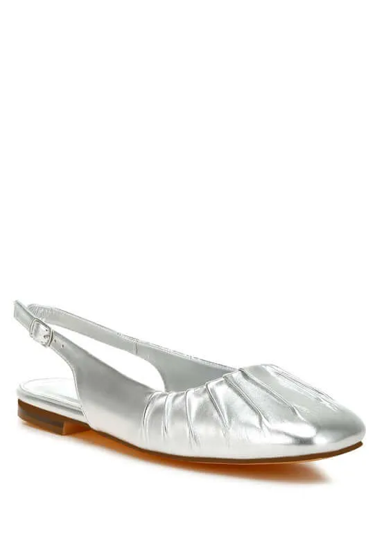 Metallic Square Toe Flat Slingbacks