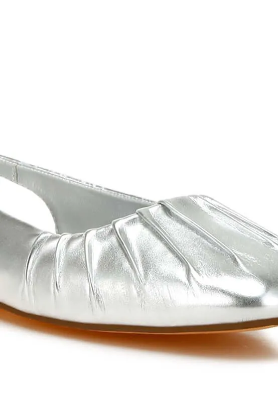 Metallic Square Toe Flat Slingbacks