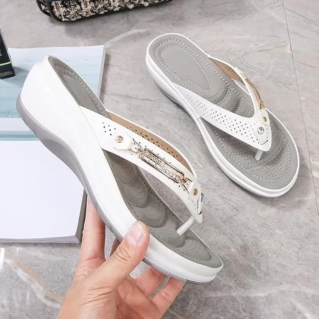 NEW Orthopedic Sandals For Women, Slip On Wedge Sandals For Women, Comfortable Flip Flops Open Toe Sandals, White, Sz 7.5