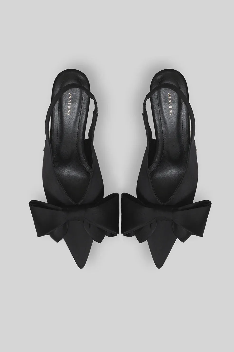 Nina heels With Bow - Black Satin