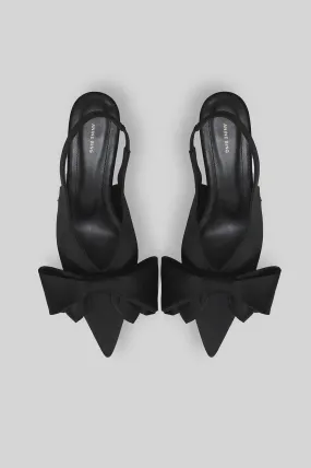 Nina heels With Bow - Black Satin