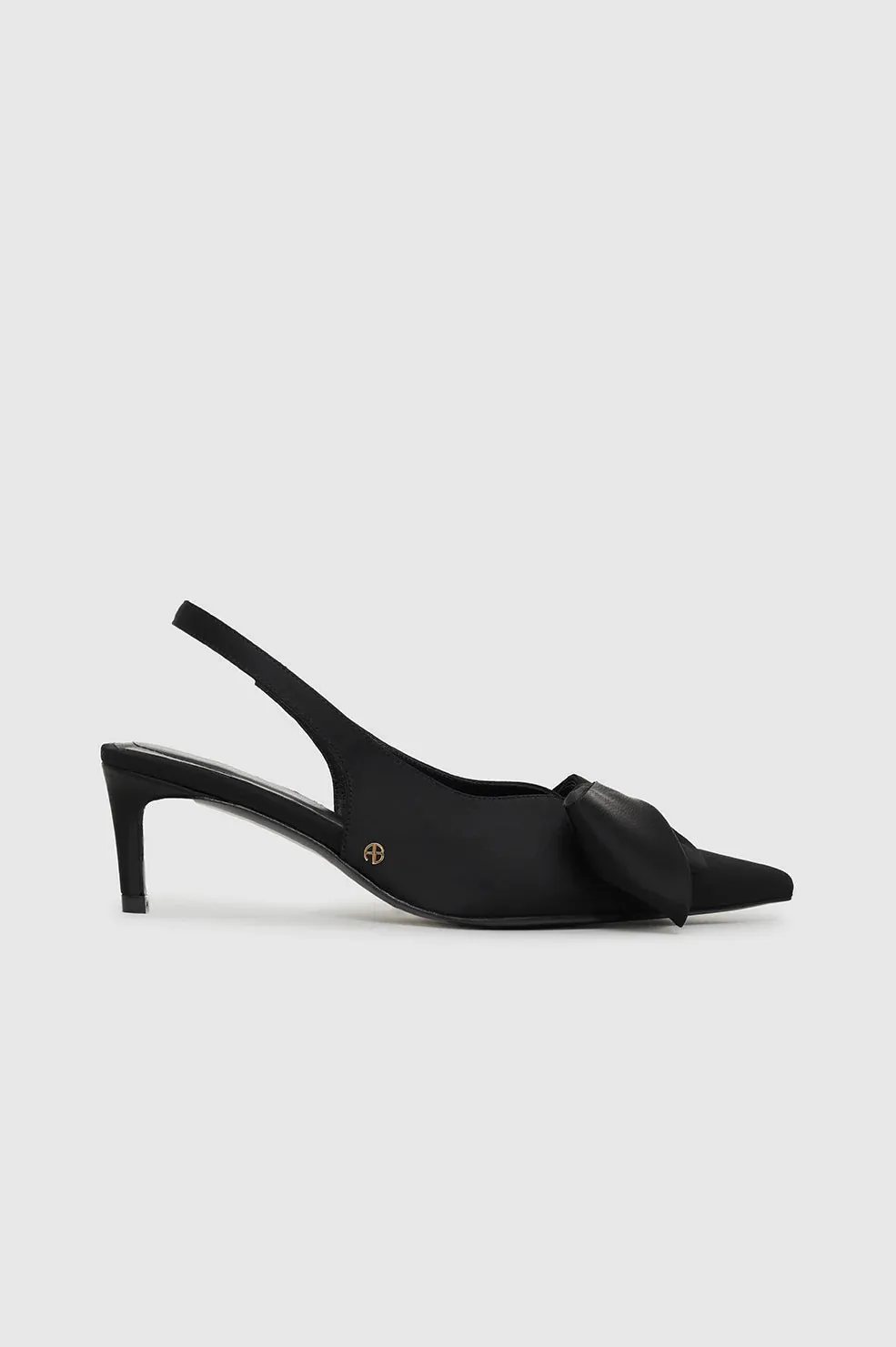 Nina heels With Bow - Black Satin