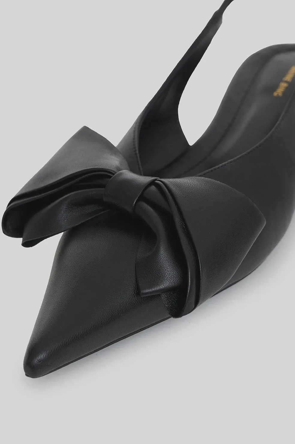 Nina Slingback Flats with Bow - Black