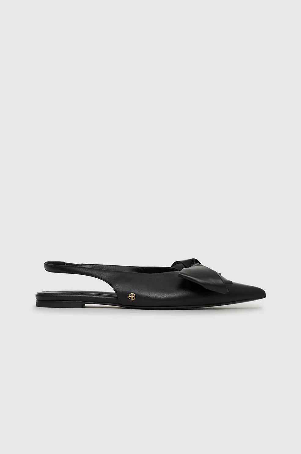Nina Slingback Flats with Bow - Black