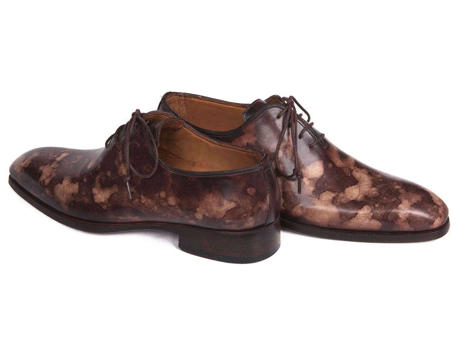 Paul Parkman Camouflage Hand-Painted Wholecut Oxfords Brown Shoes (ID#CM37BRW)