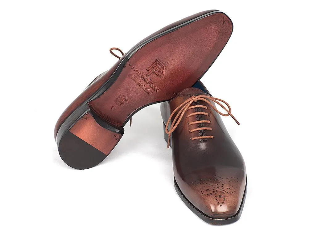 Paul Parkman Men's Camel & Brown Wholecut Oxfords Shoes (ID#KR254CML)