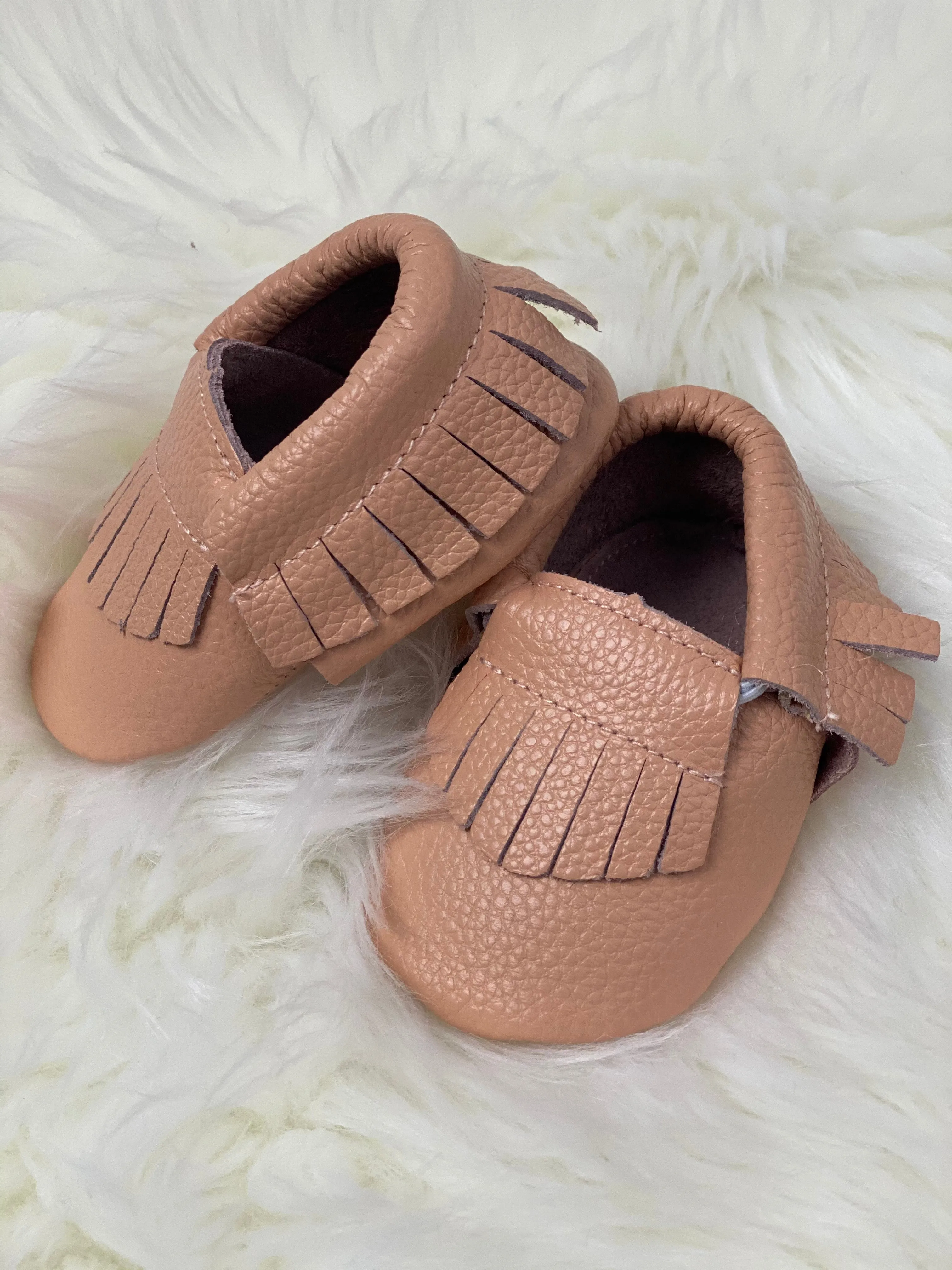 Peachy Pink Leather Mocassins