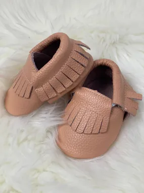 Peachy Pink Leather Mocassins
