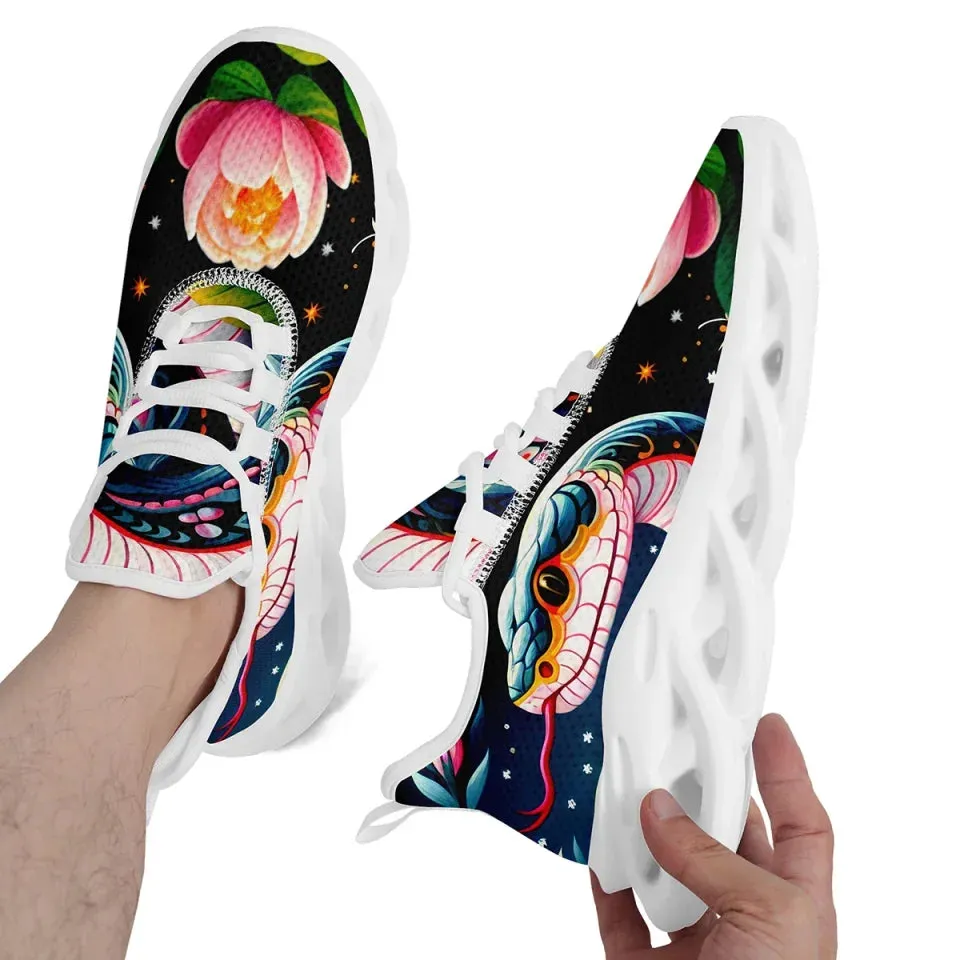 Personalized Year of the Snake Lightweight Sneakers, Breathable Custom Zodiac-Inspired Shoes