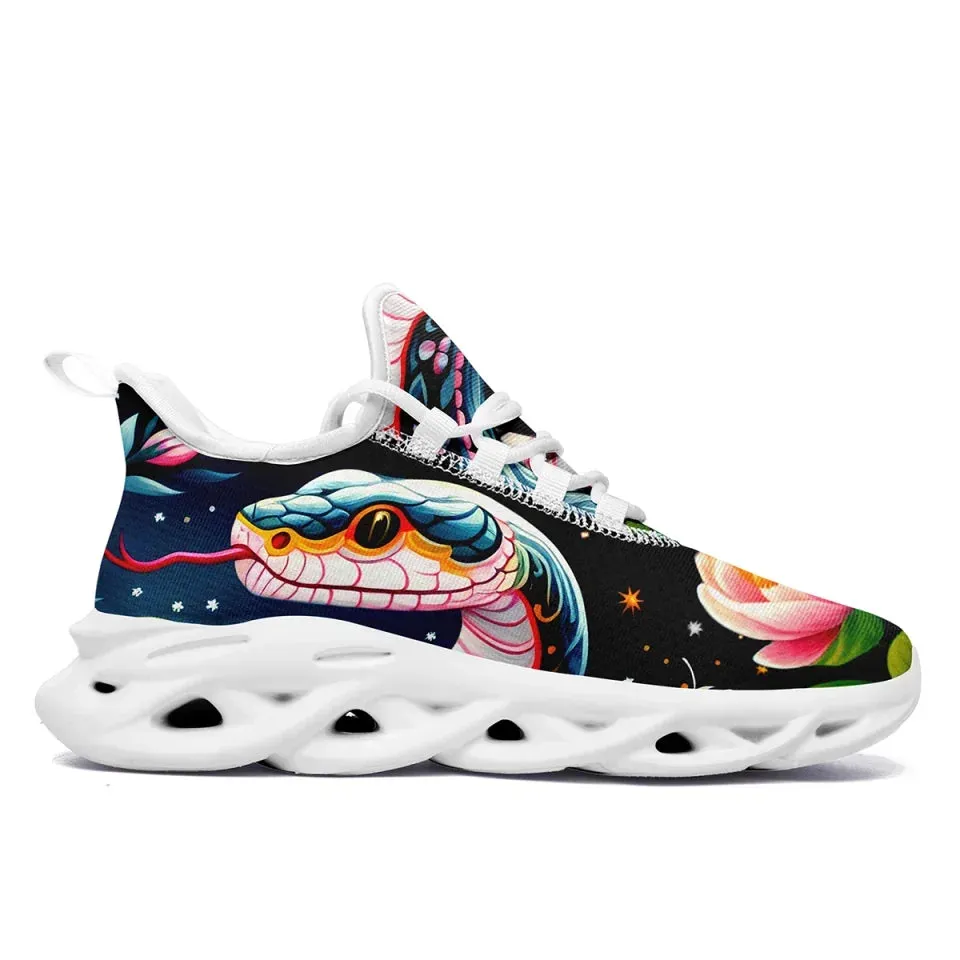 Personalized Year of the Snake Lightweight Sneakers, Breathable Custom Zodiac-Inspired Shoes