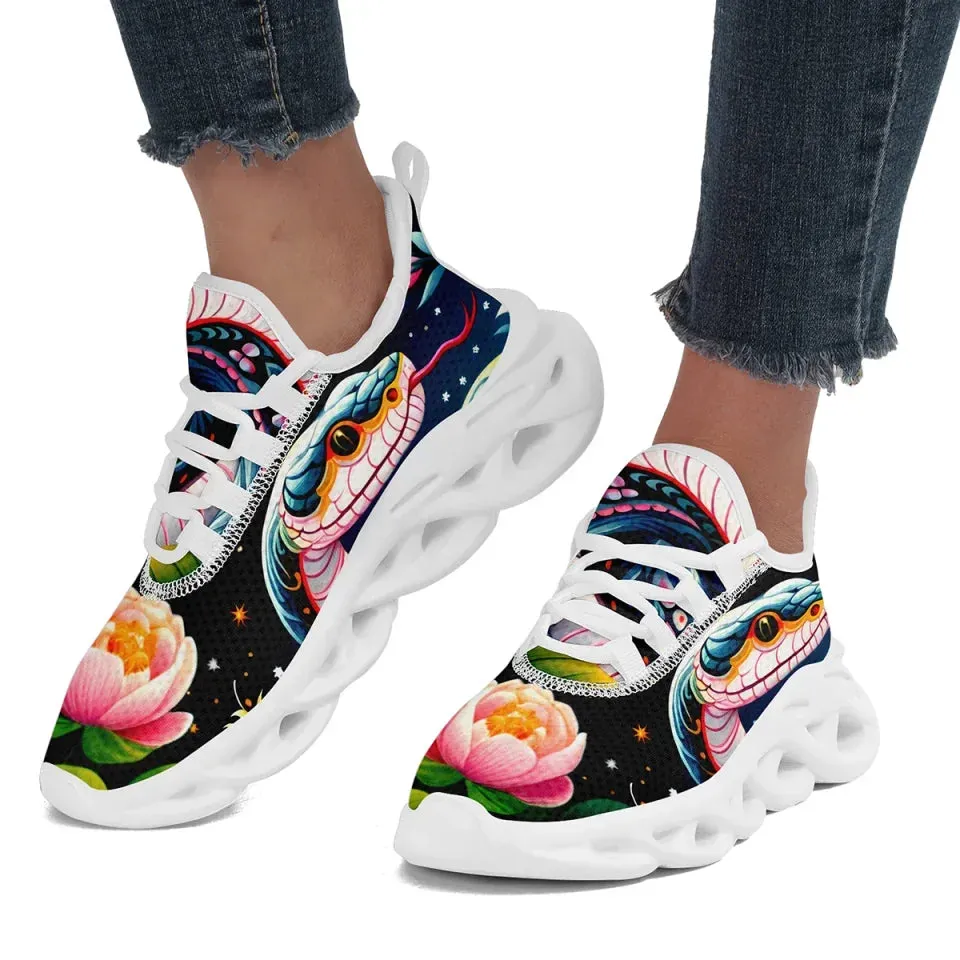 Personalized Year of the Snake Lightweight Sneakers, Breathable Custom Zodiac-Inspired Shoes