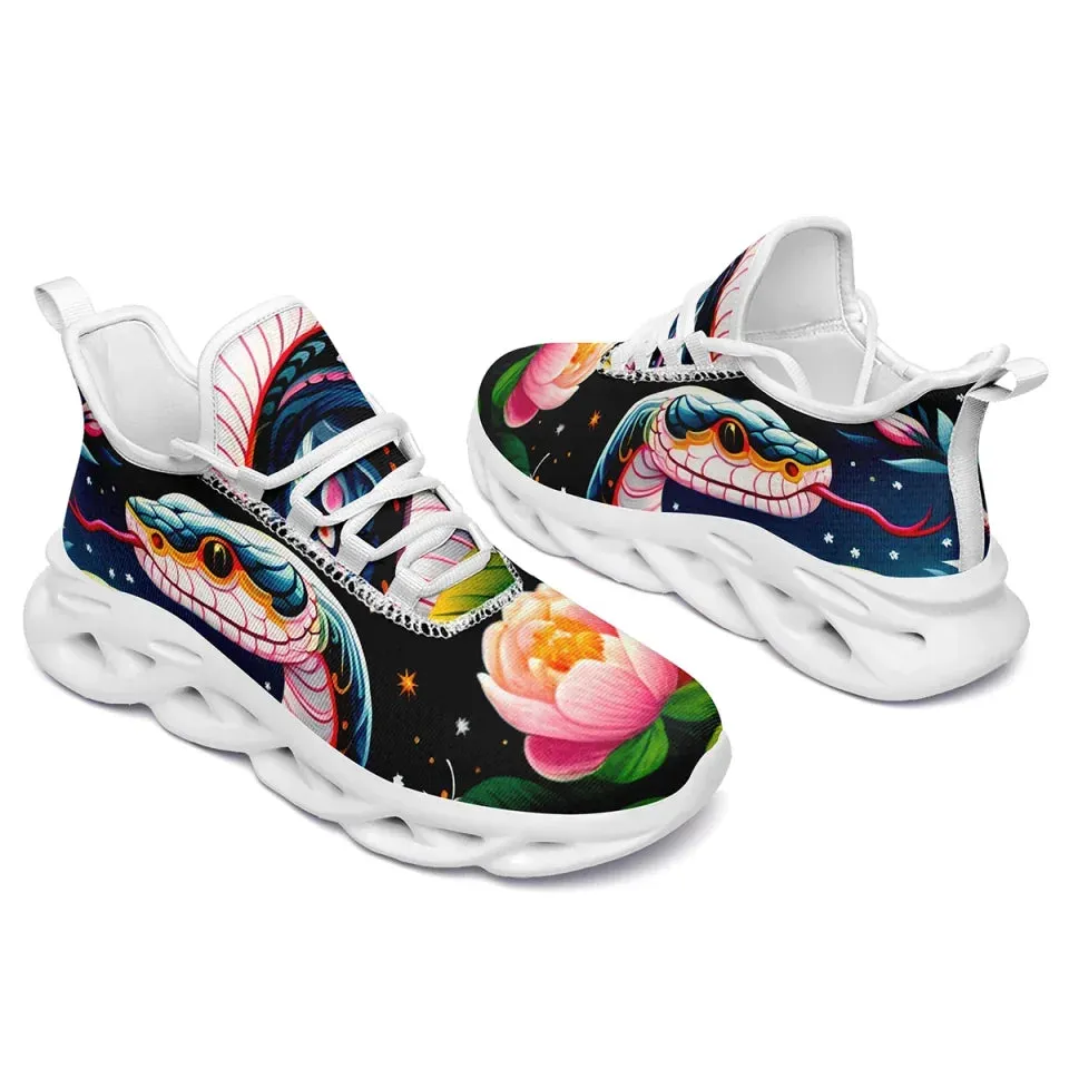 Personalized Year of the Snake Lightweight Sneakers, Breathable Custom Zodiac-Inspired Shoes