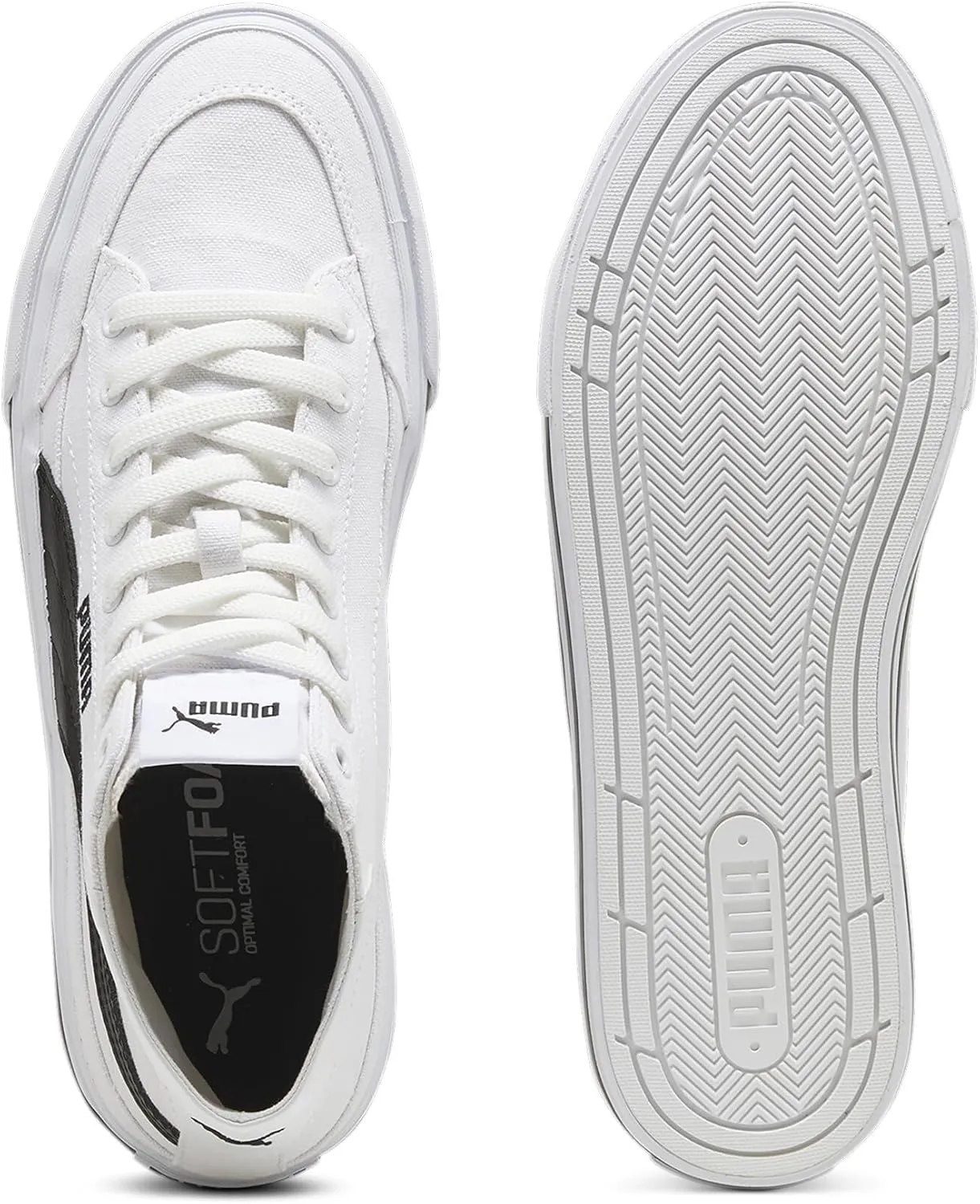 PUMA Men's Court Classic Vulc Mid Shoes, Black-White, 13