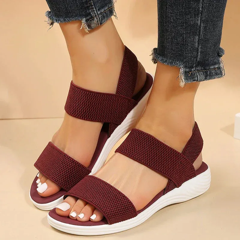 Raelynn™ Elastic Fabric Knit Strap Wedge Sandals