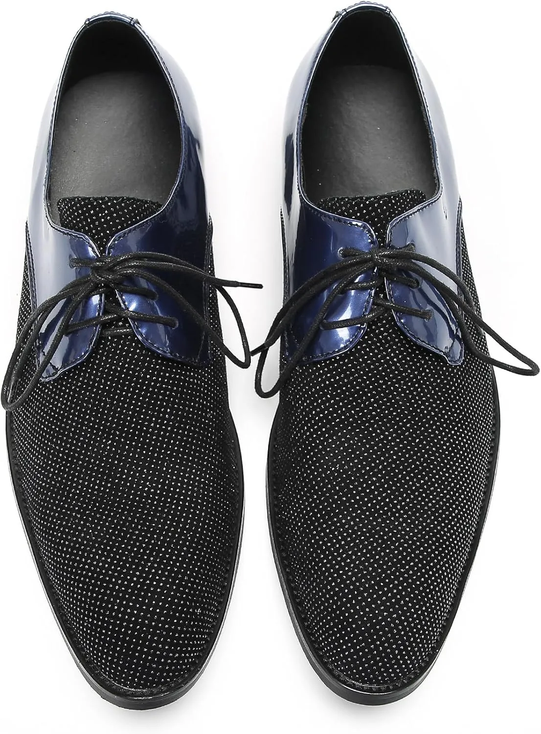 Santimon Black Dress Shoes Men Wingtip Oxfords Casual Wedding Two Tone Leather Derby Fashion Business Tuxedo Prom Shoes for Men
